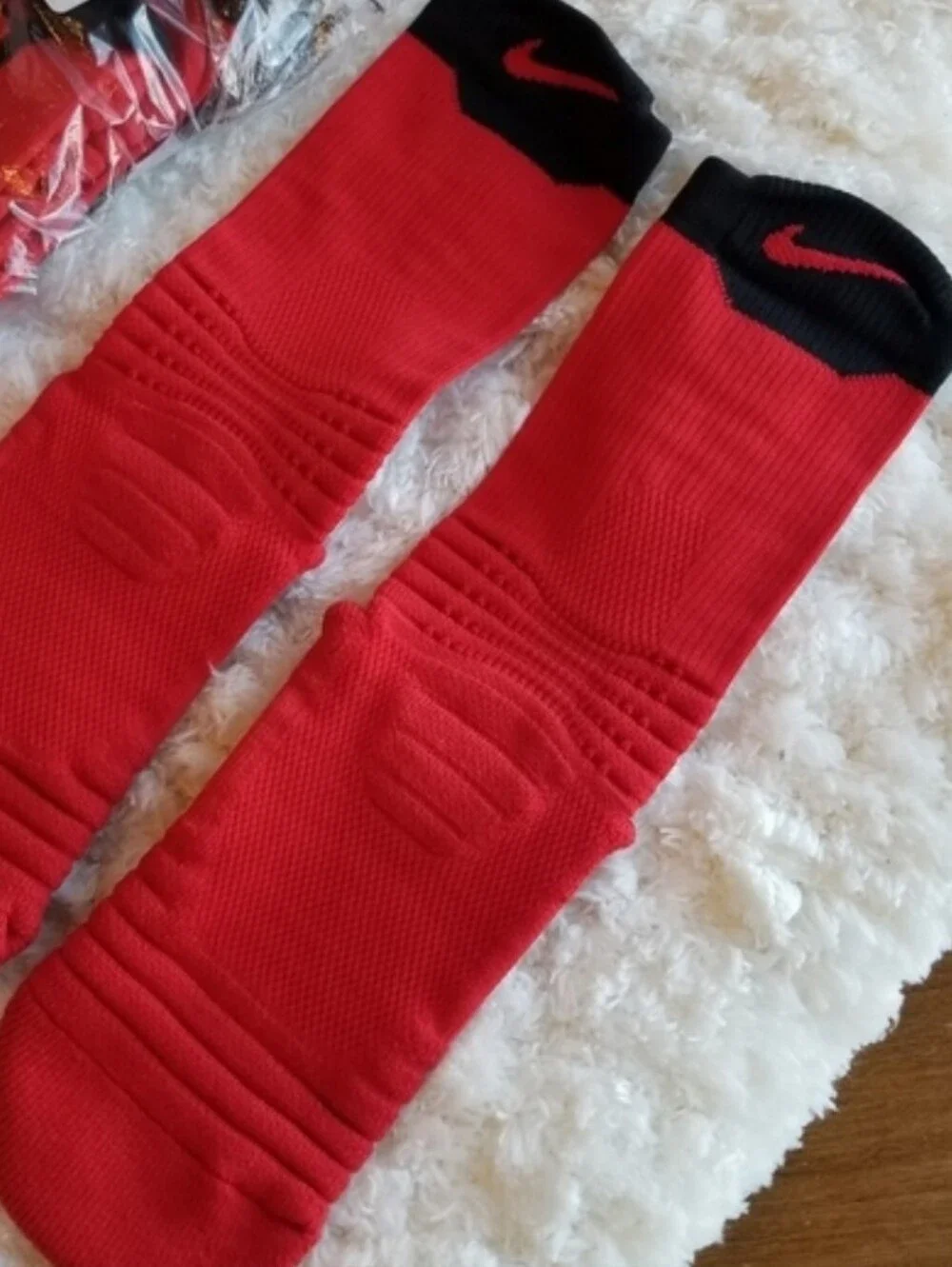 2 pair Nike peeformance basketball socks - orange & white, red & black
